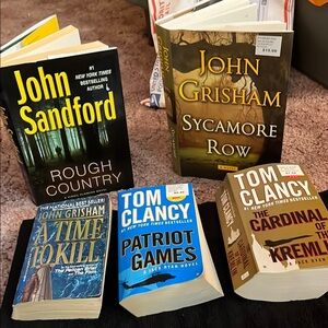 Collection of Thriller Novels by John Grisham and Tom Clancy